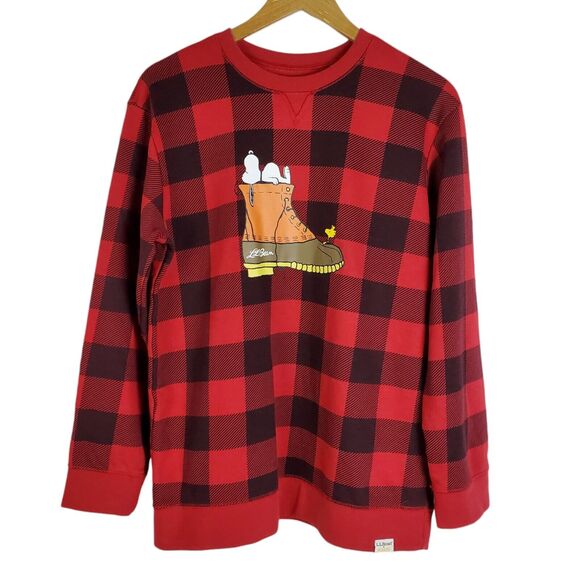 L.L. Bean Other - LL Bean x Peanuts Kids Crewneck Sweatshirt XL Unisex Buffalo Plaid Long Sleeve
